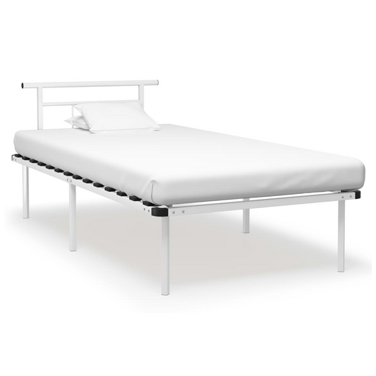 Bed Frame White Metal 100x200 cm