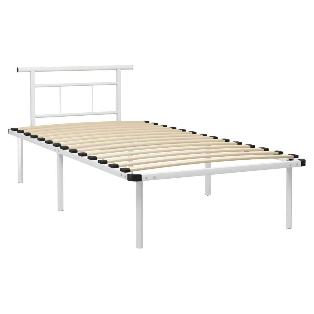 Bed Frame White Metal 100x200 cm