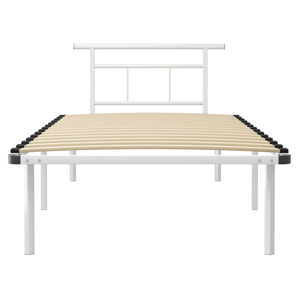 Bed Frame White Metal 100x200 cm