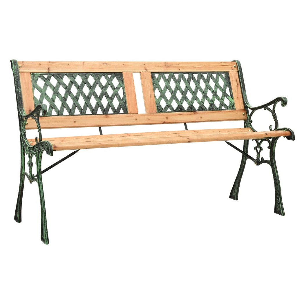 Garden Bench 122 cm Cast Iron and Solid Firwood