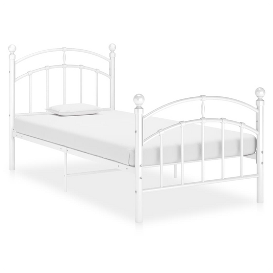 Bed Frame White Metal 100x200 cm