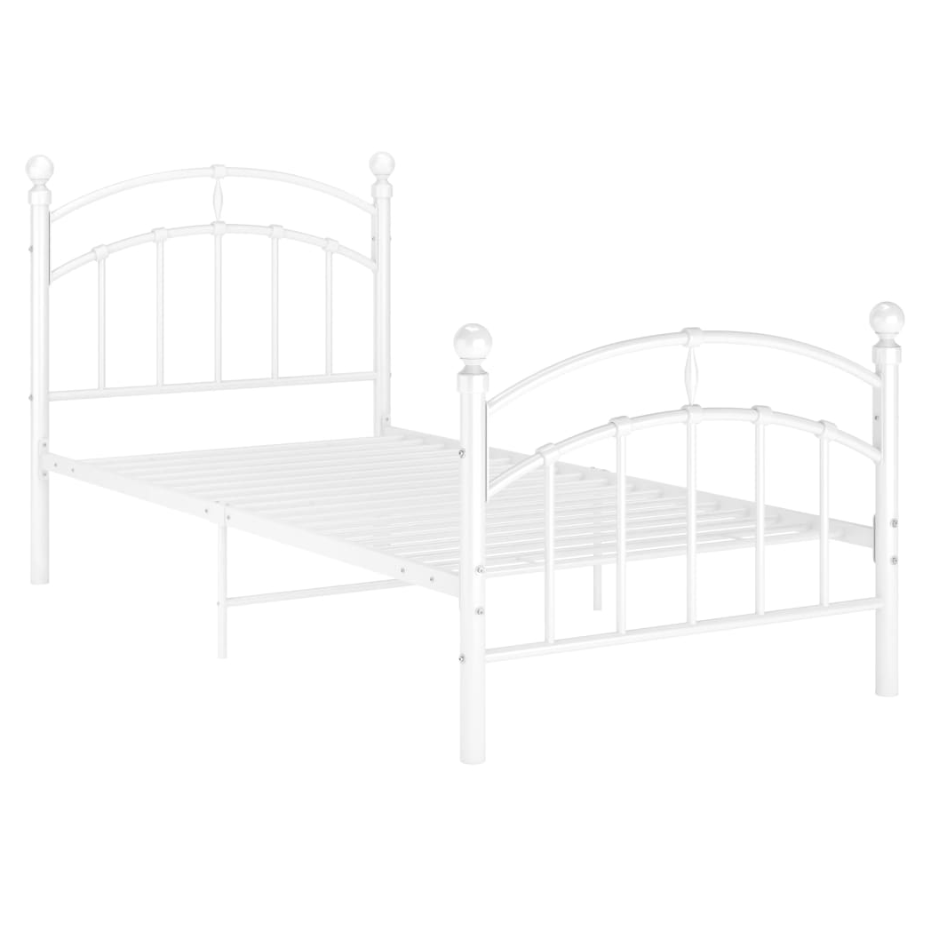 Bed Frame White Metal 100x200 cm