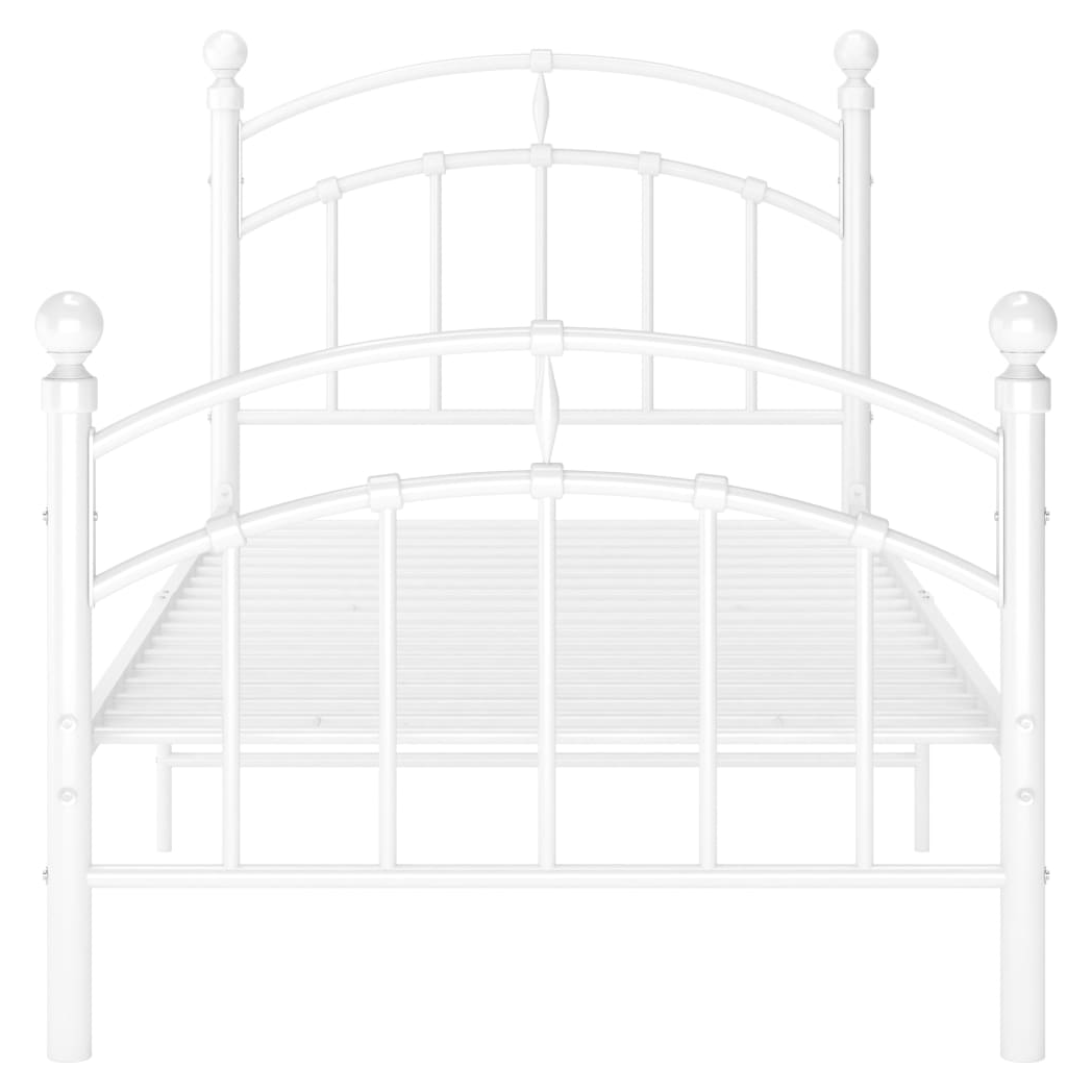 Bed Frame White Metal 100x200 cm