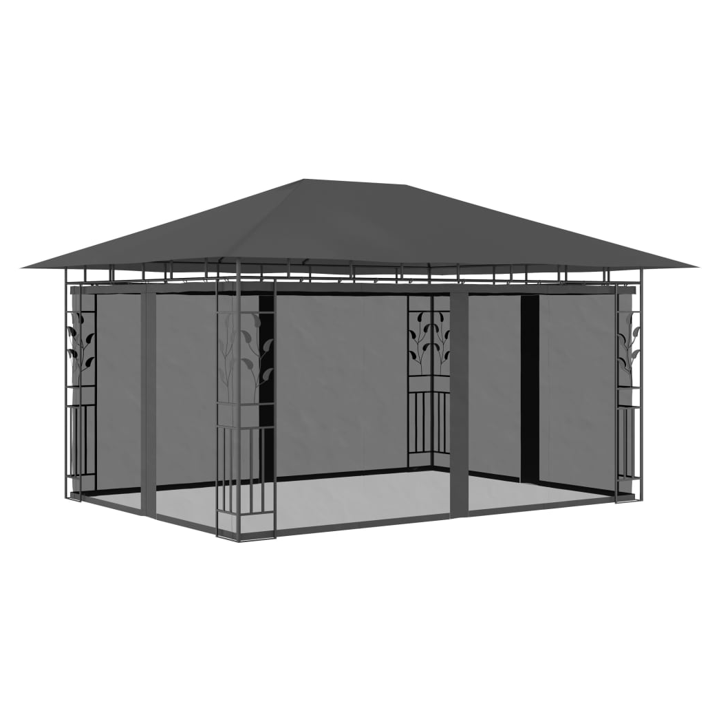 Gazebo with Mosquito Net 4x3x2.73 m Anthracite 180 g/m