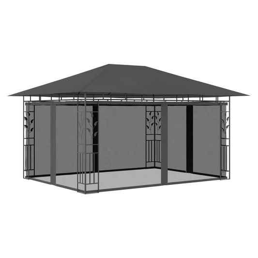 Gazebo with Mosquito Net 4x3x2.73 m Anthracite 180 g/m