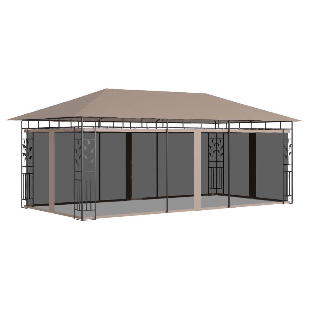 Gazebo with Mosquito Net 6x3x2.73 m Taupe 180 g/m