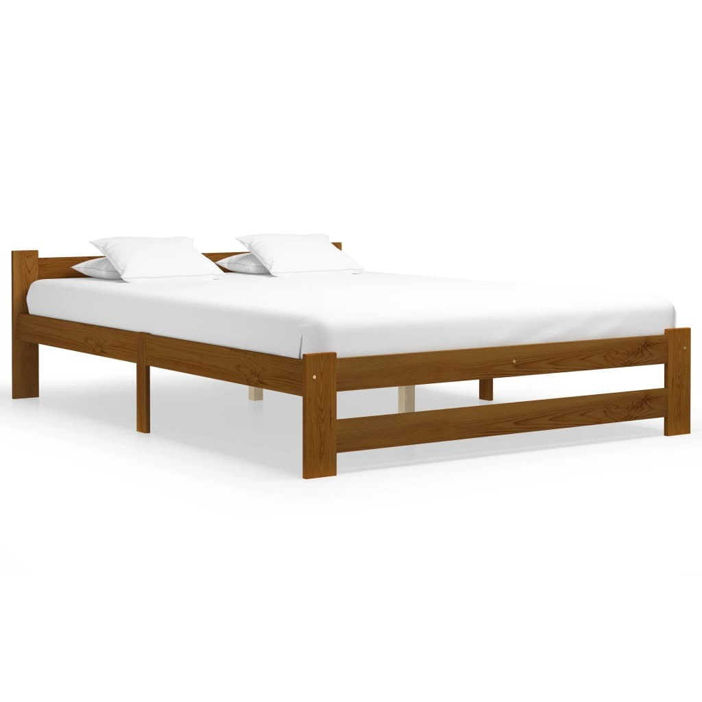 Bed Frame Honey Brown Solid Pine Wood 160x200 cm