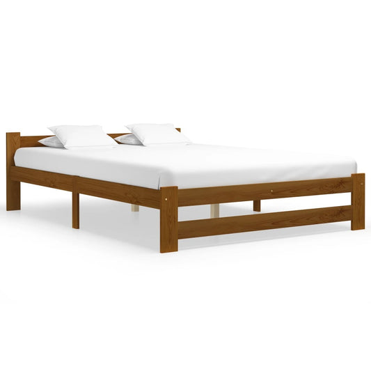 Bed Frame Honey Brown Solid Pine Wood 160x200 cm