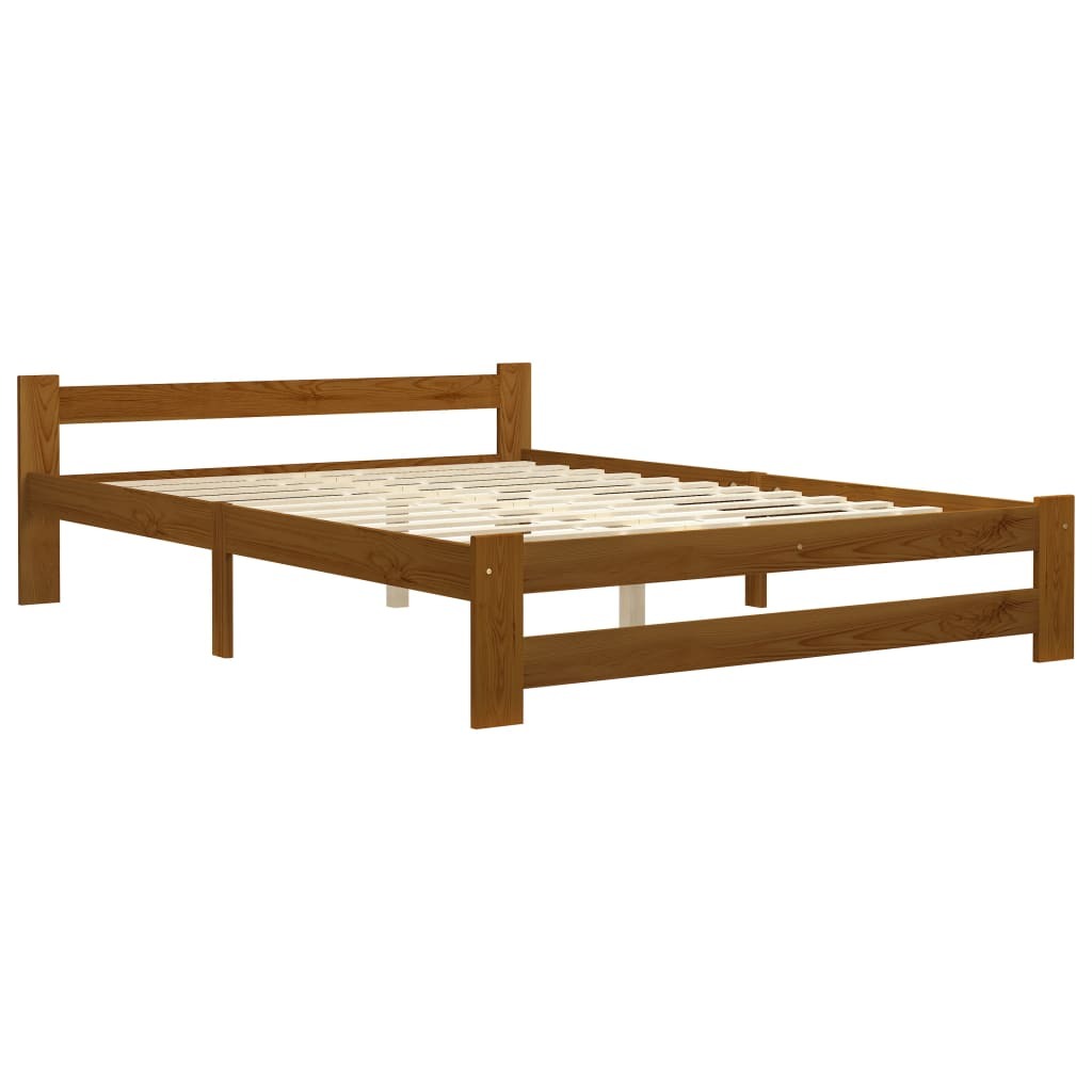 Bed Frame Honey Brown Solid Pine Wood 160x200 cm