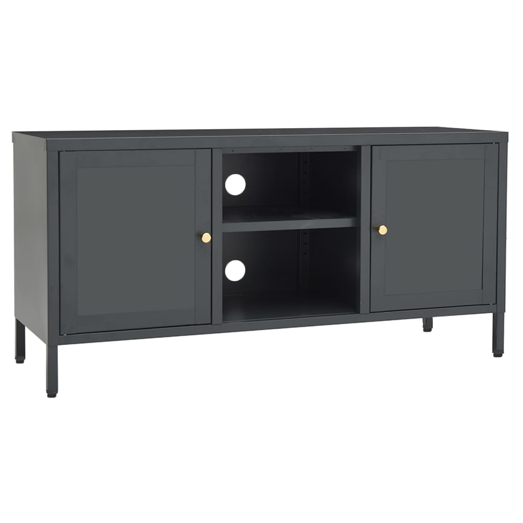 TV Cabinet Anthracite 105x35x52 cm Steel and Glass