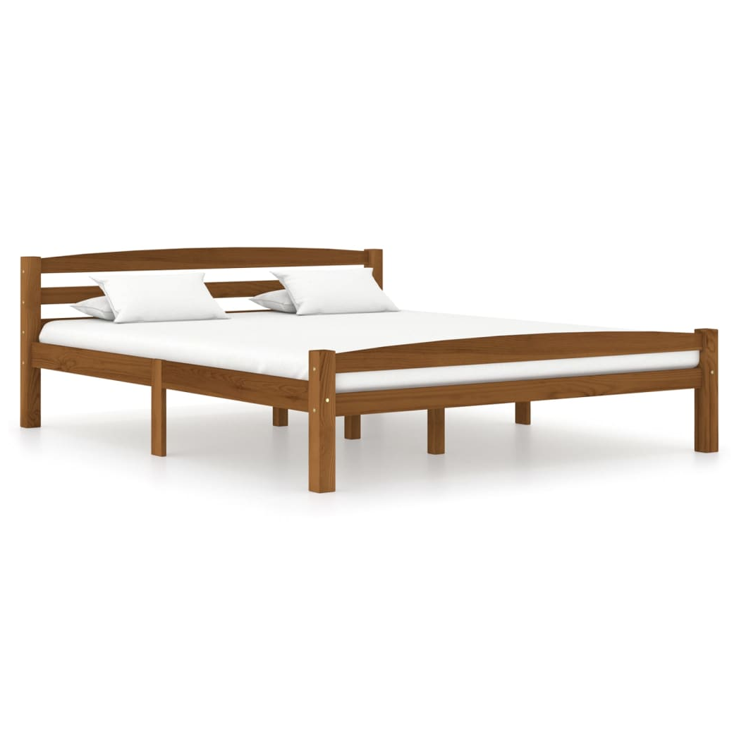Bed Frame Honey Brown Solid Pinewood 160x200 cm