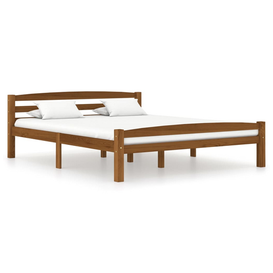 Bed Frame Honey Brown Solid Pinewood 160x200 cm