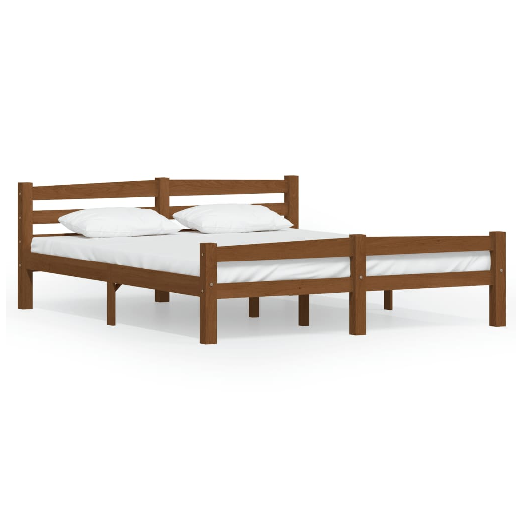 Bed Frame Honey Brown Solid Pinewood 160x200 cm