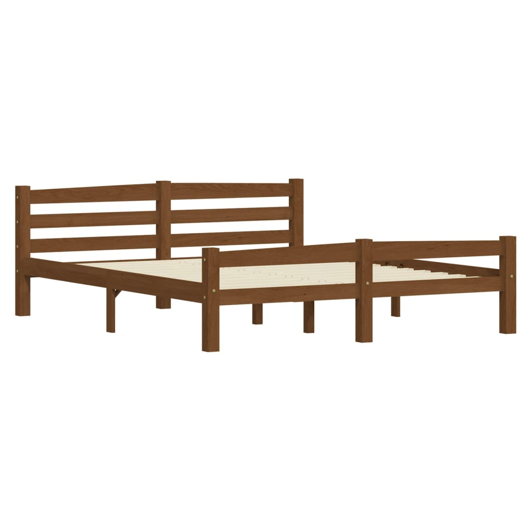 Bed Frame Honey Brown Solid Pinewood 160x200 cm
