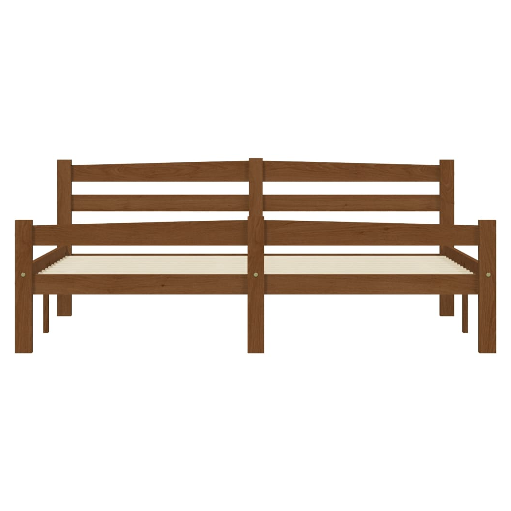 Bed Frame Honey Brown Solid Pinewood 160x200 cm