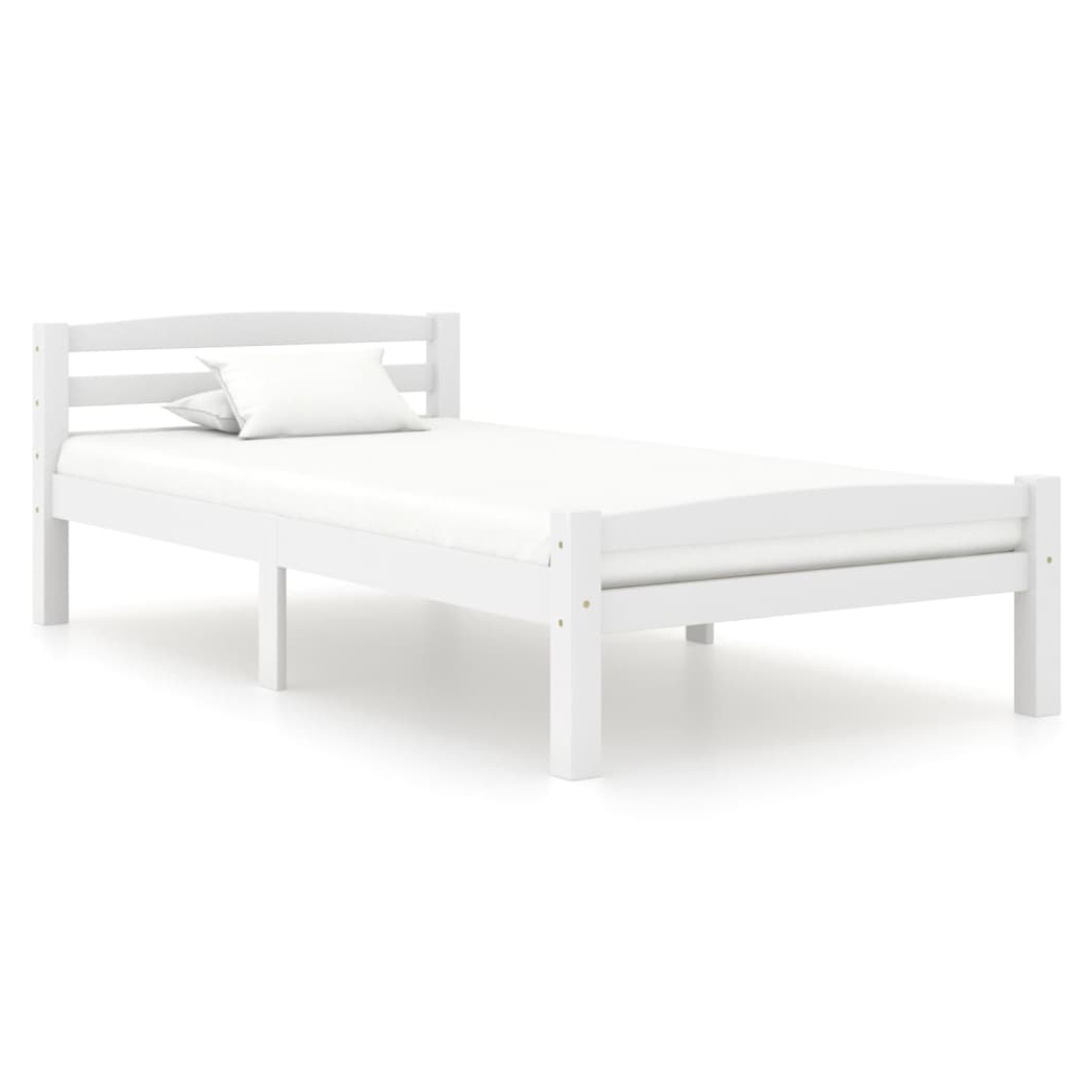 Bed Frame White Solid Pinewood 100x200 cm