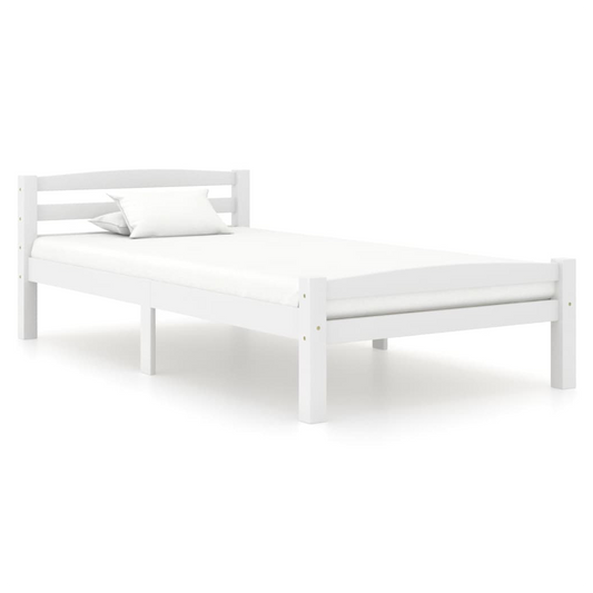 Bed Frame White Solid Pinewood 100x200 cm