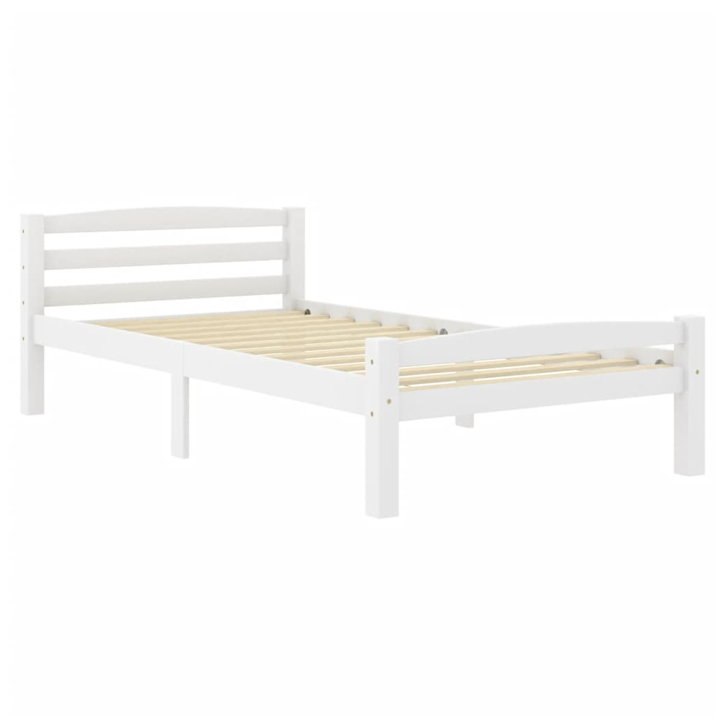 Bed Frame White Solid Pinewood 100x200 cm