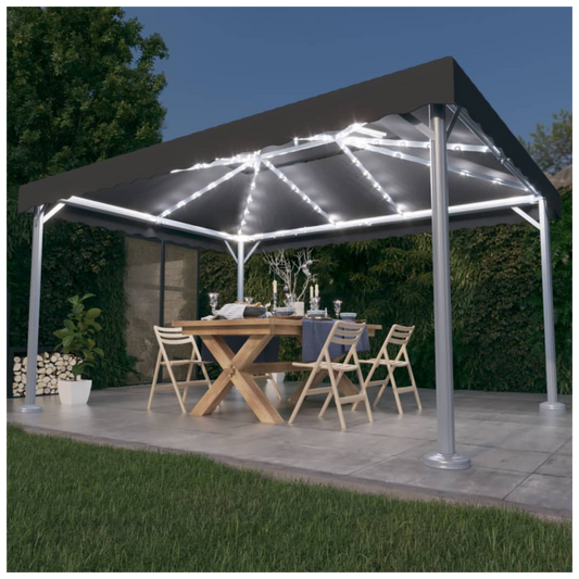 Gazebo with LED String Lights 400x300 cm Anthracite Aluminium