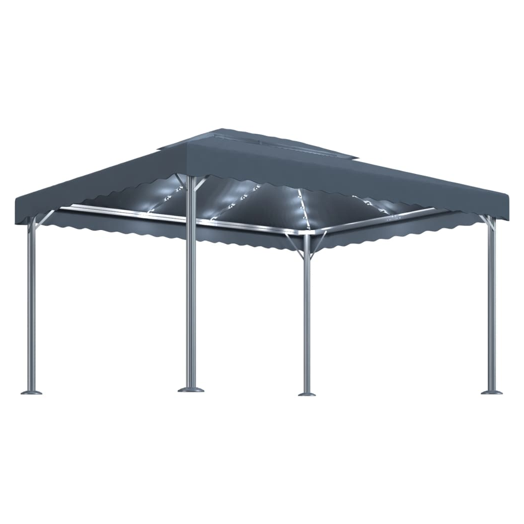 Gazebo with LED String Lights 400x300 cm Anthracite Aluminium