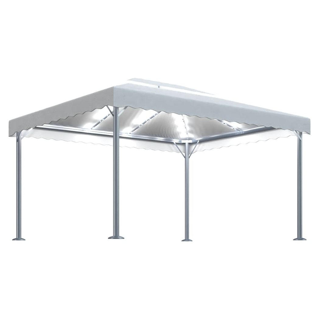 Gazebo with LED String Lights 400x300 cm Cream Aluminium