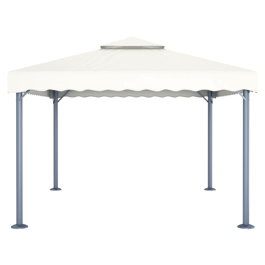 Gazebo with LED String Lights 400x300 cm Cream Aluminium