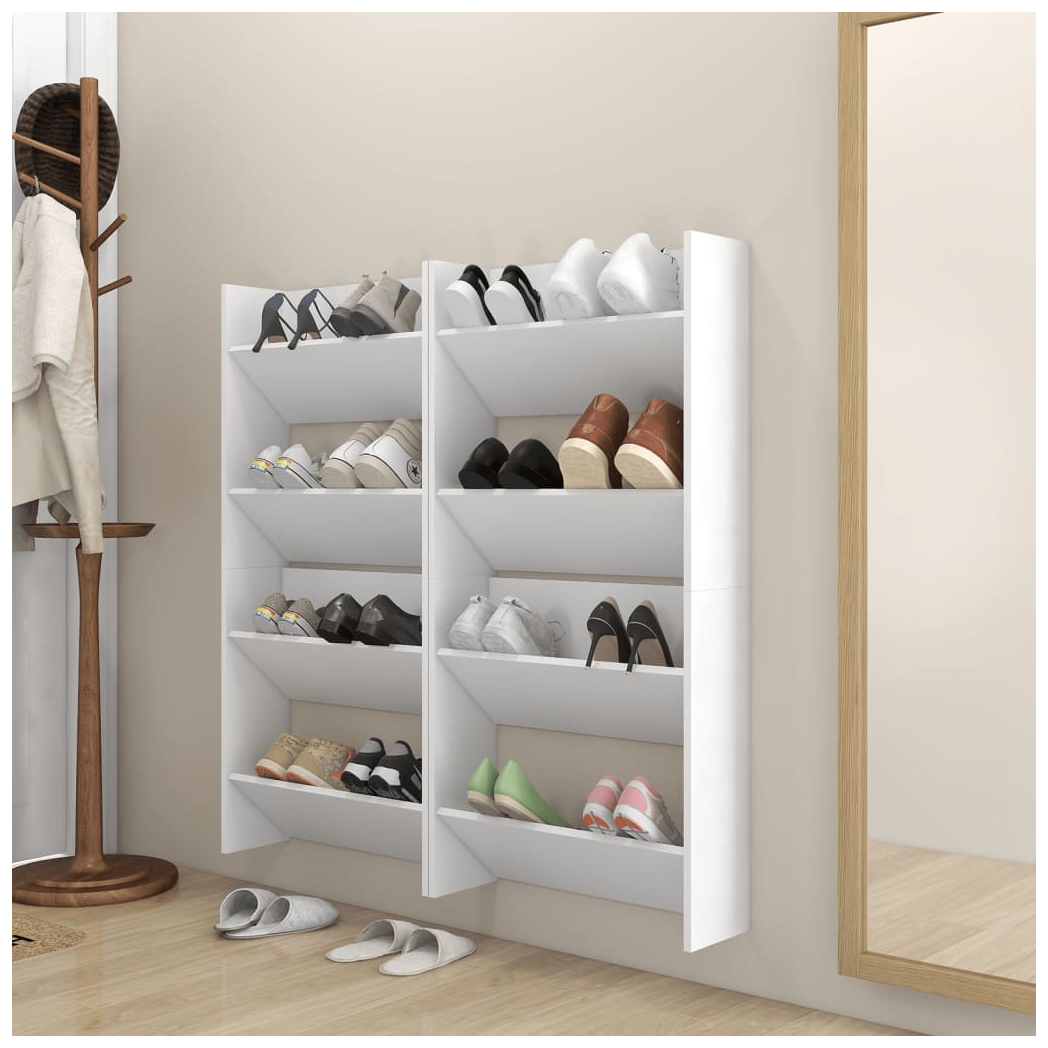 Wall Shoe Cabinets 4 pcs White 60x18x60 cm Engineered Wood