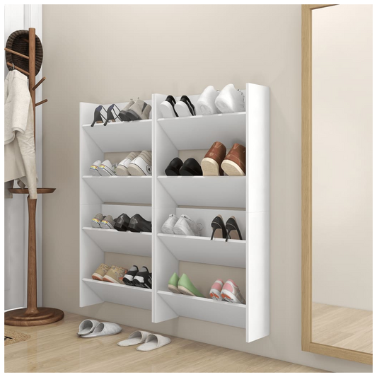 Wall Shoe Cabinets 4 pcs White 60x18x60 cm Engineered Wood