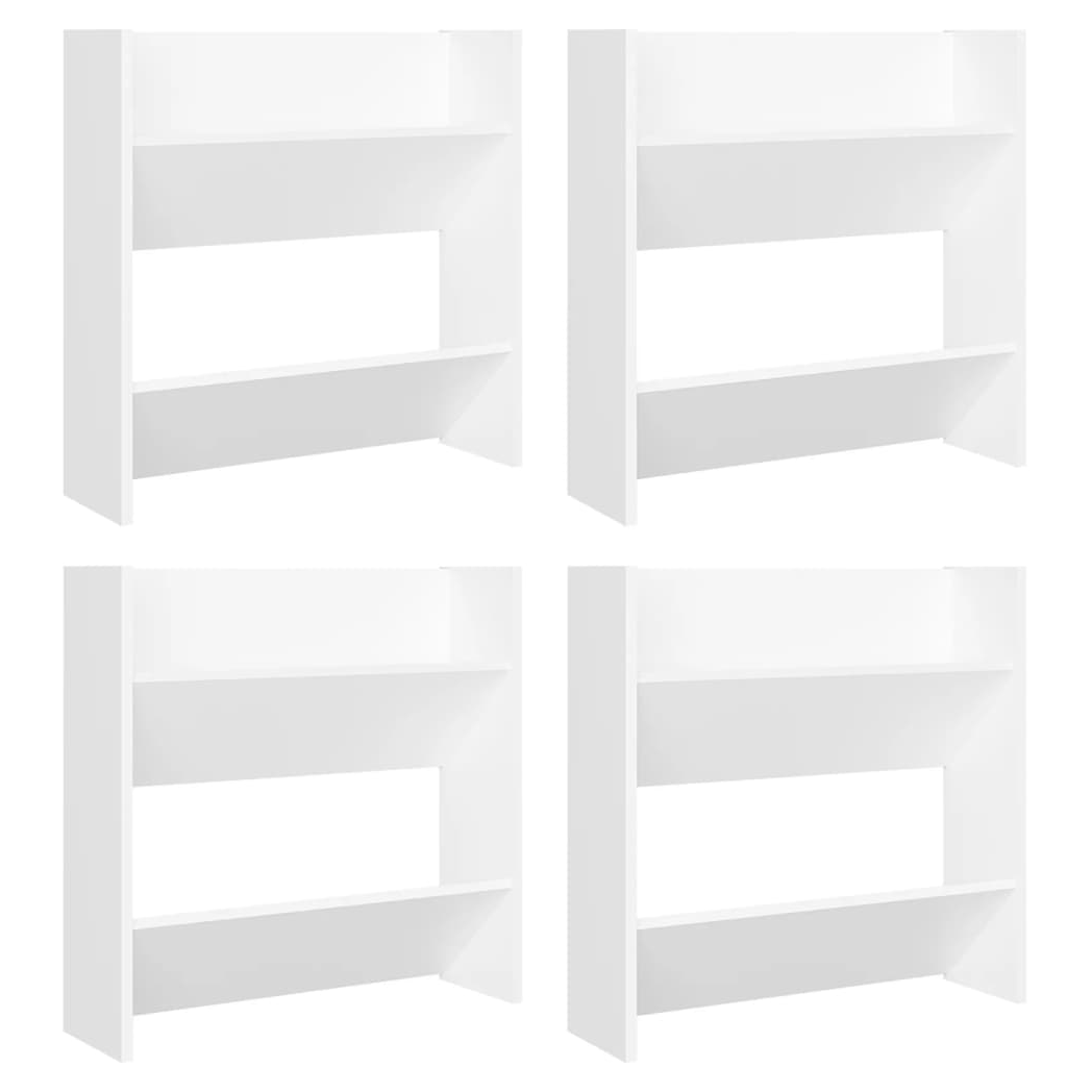 Wall Shoe Cabinets 4 pcs White 60x18x60 cm Engineered Wood