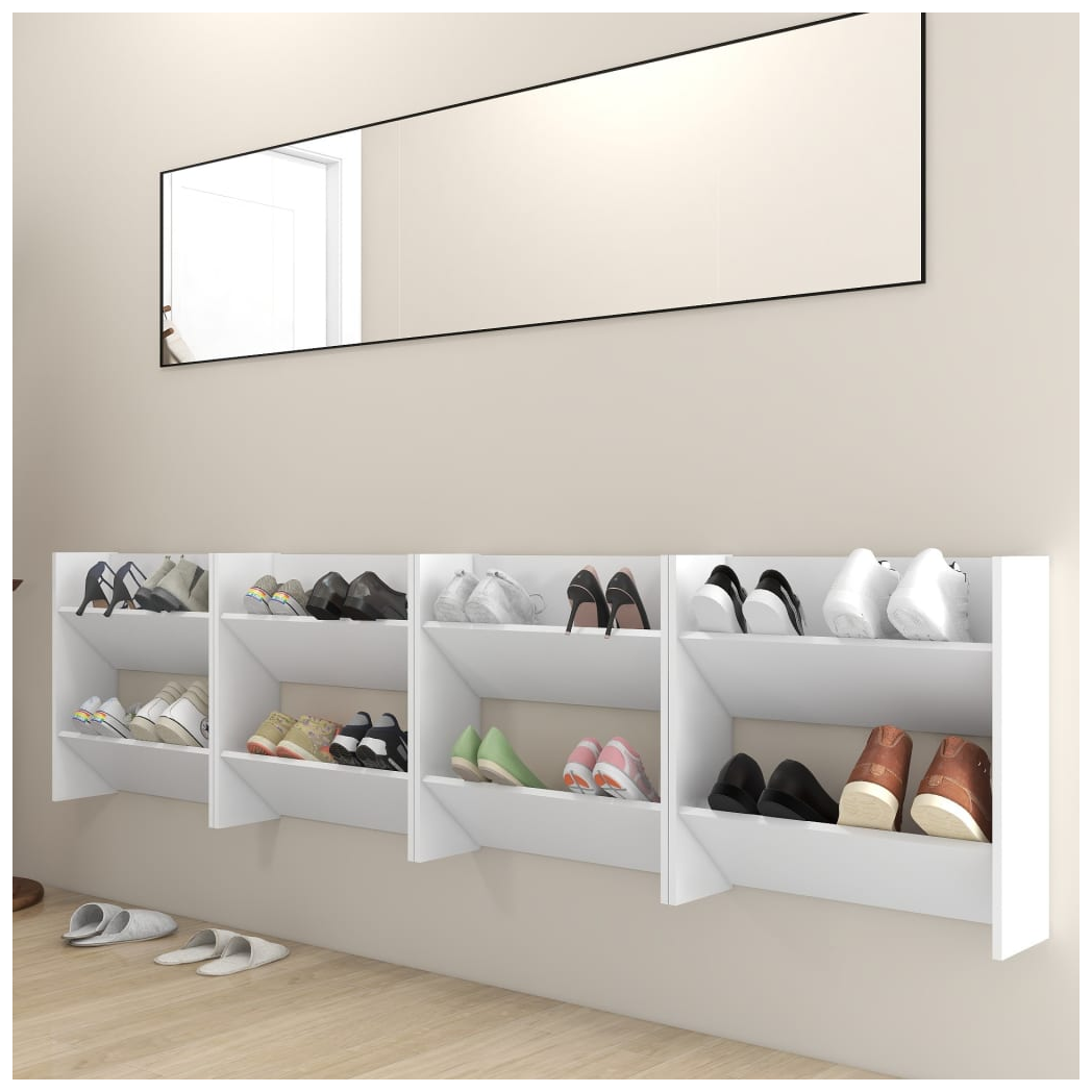Wall Shoe Cabinets 4 pcs White 60x18x60 cm Engineered Wood
