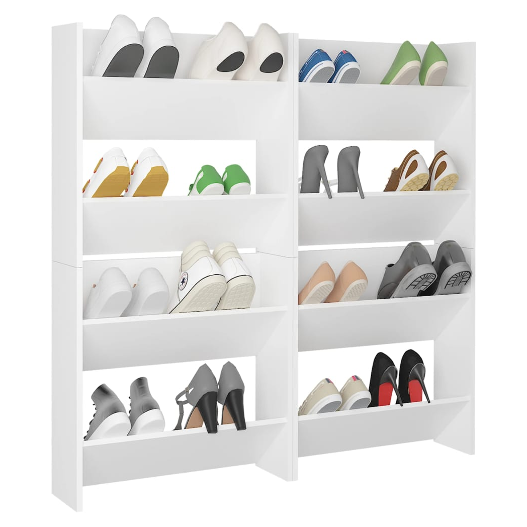 Wall Shoe Cabinets 4 pcs White 60x18x60 cm Engineered Wood