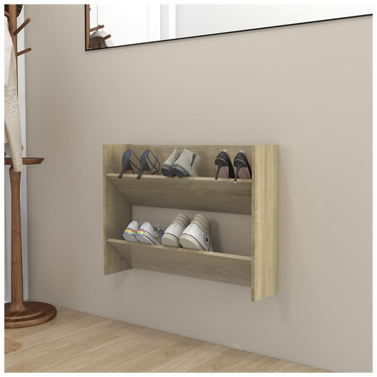 Wall Shoe Cabinet Sonoma Oak 80x18x60 cm Engineered Wood
