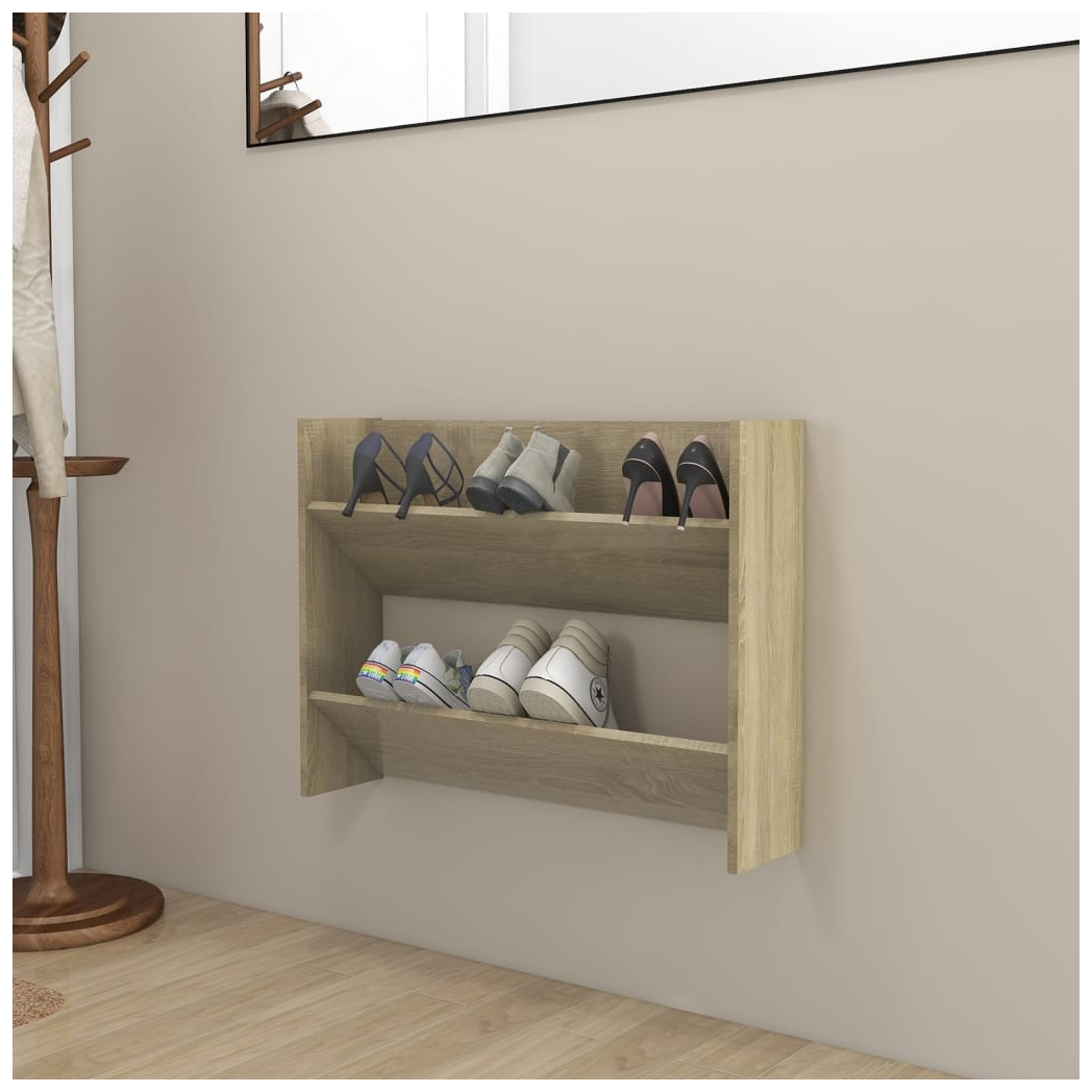 Wall Shoe Cabinet Sonoma Oak 80x18x60 cm Engineered Wood
