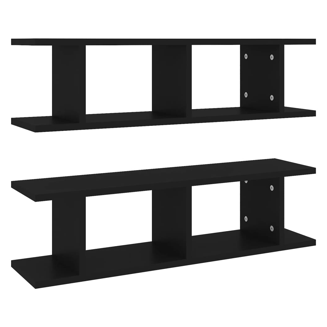 Wall Shelves 2 pcs Black 75x18x20 cm Engineered Wood