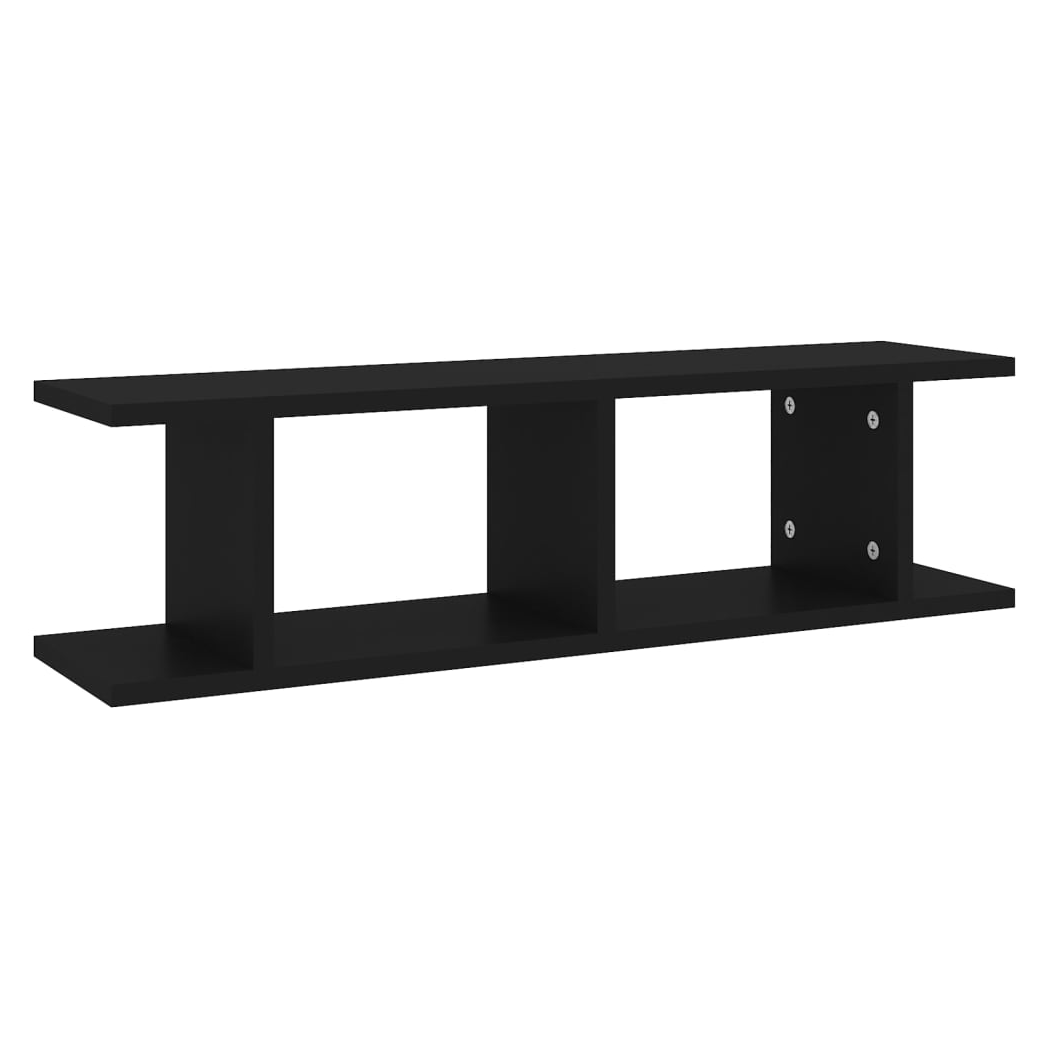 Wall Shelves 2 pcs Black 75x18x20 cm Engineered Wood