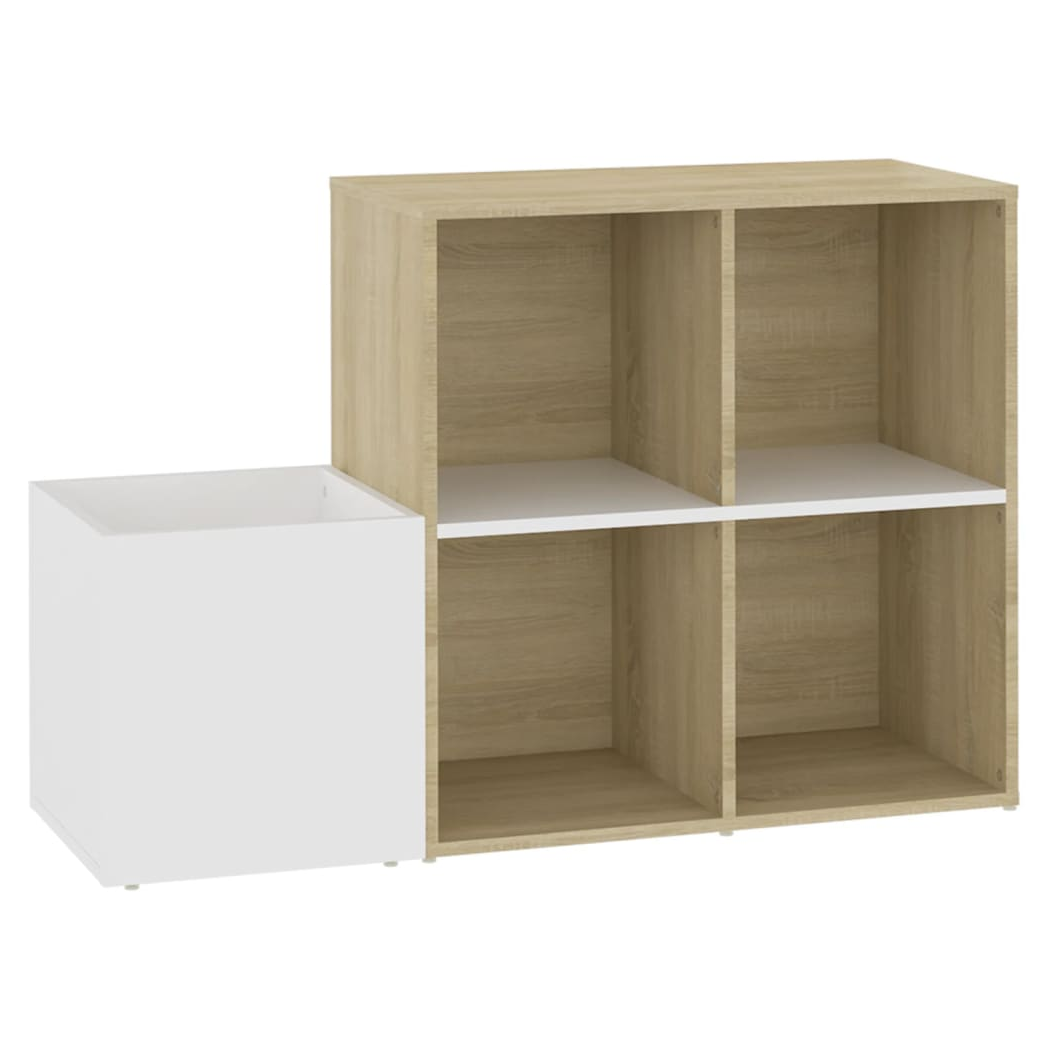 Hall Shoe Cabinet White and Sonoma Oak 105x35.5x70 cm Engineered Wood