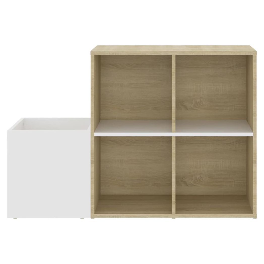 Hall Shoe Cabinet White and Sonoma Oak 105x35.5x70 cm Engineered Wood