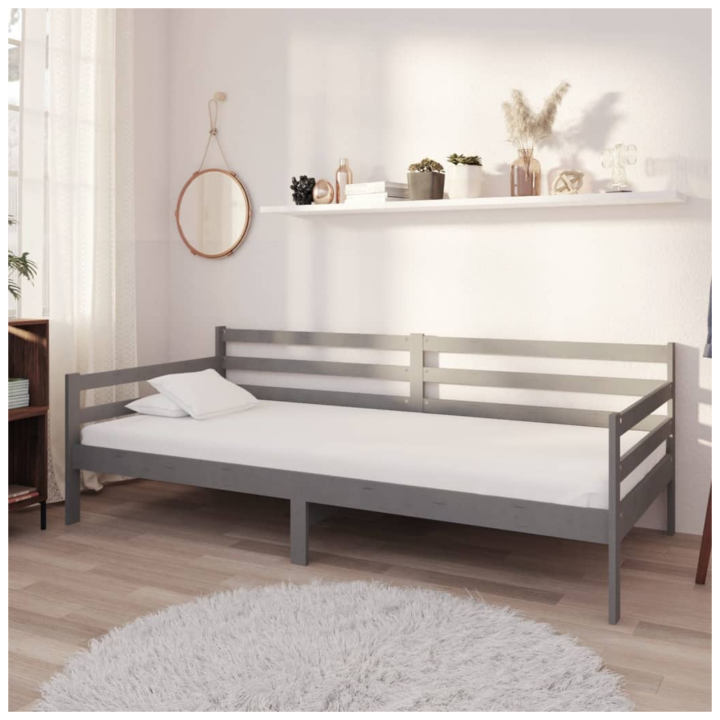 Day Bed Grey Solid Pinewood 90x200 cm