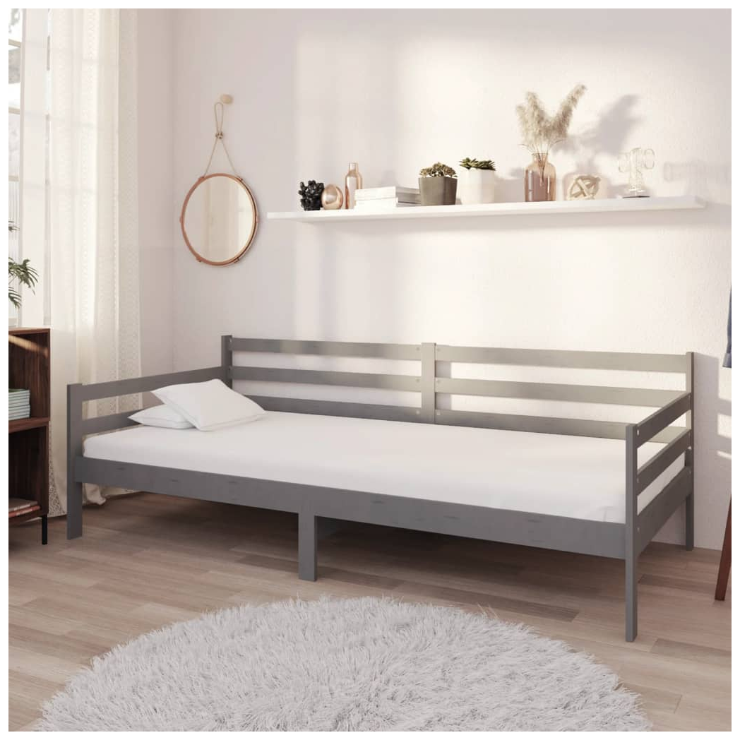 Day Bed Grey Solid Pinewood 90x200 cm
