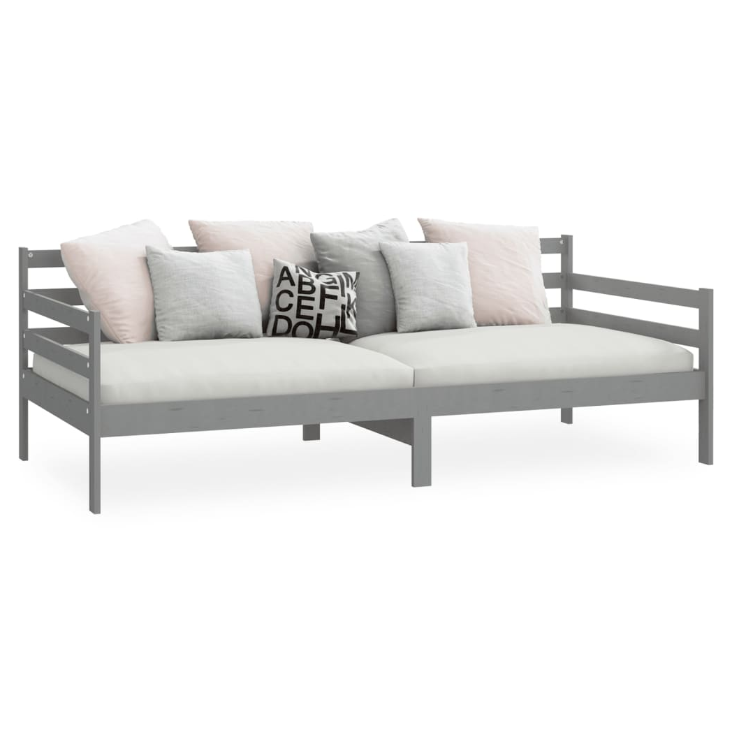 Day Bed Grey Solid Pinewood 90x200 cm