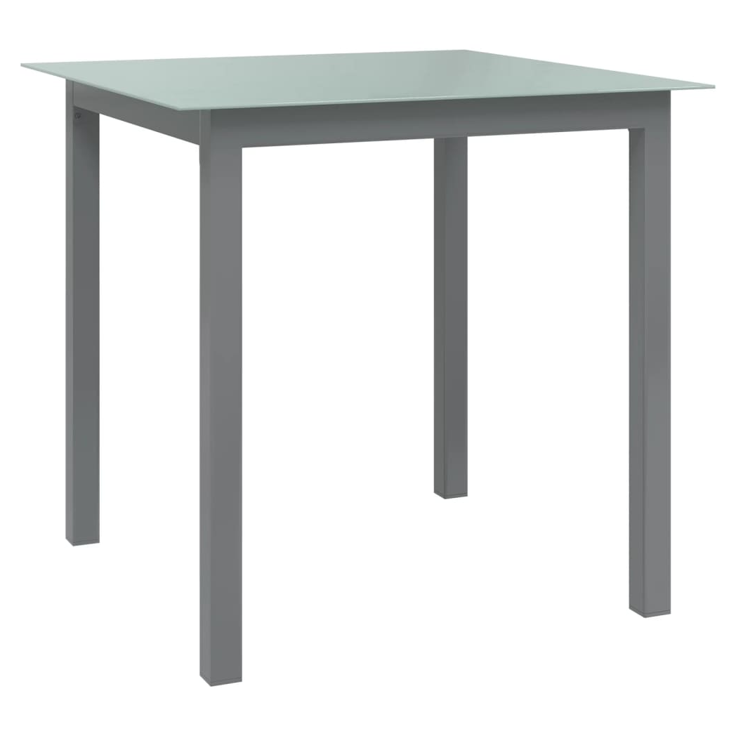 Garden Table Light Grey 80x80x74 cm Aluminium and Glass