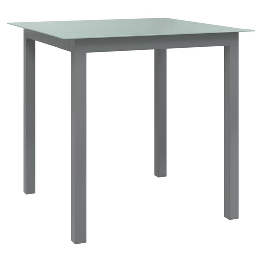 Garden Table Light Grey 80x80x74 cm Aluminium and Glass