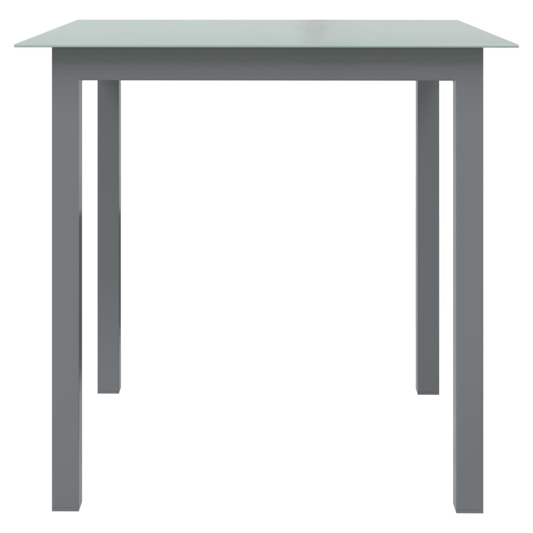 Garden Table Light Grey 80x80x74 cm Aluminium and Glass