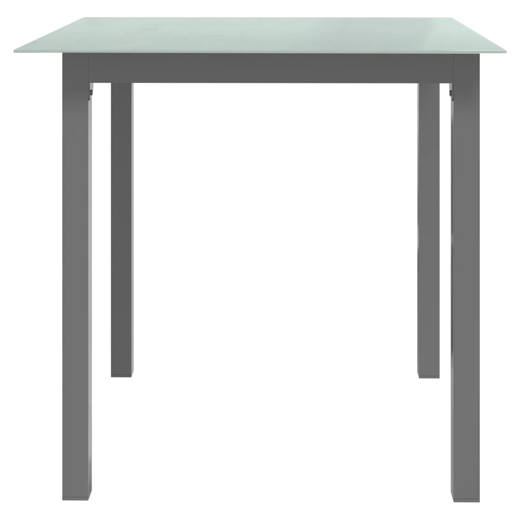 Garden Table Light Grey 80x80x74 cm Aluminium and Glass
