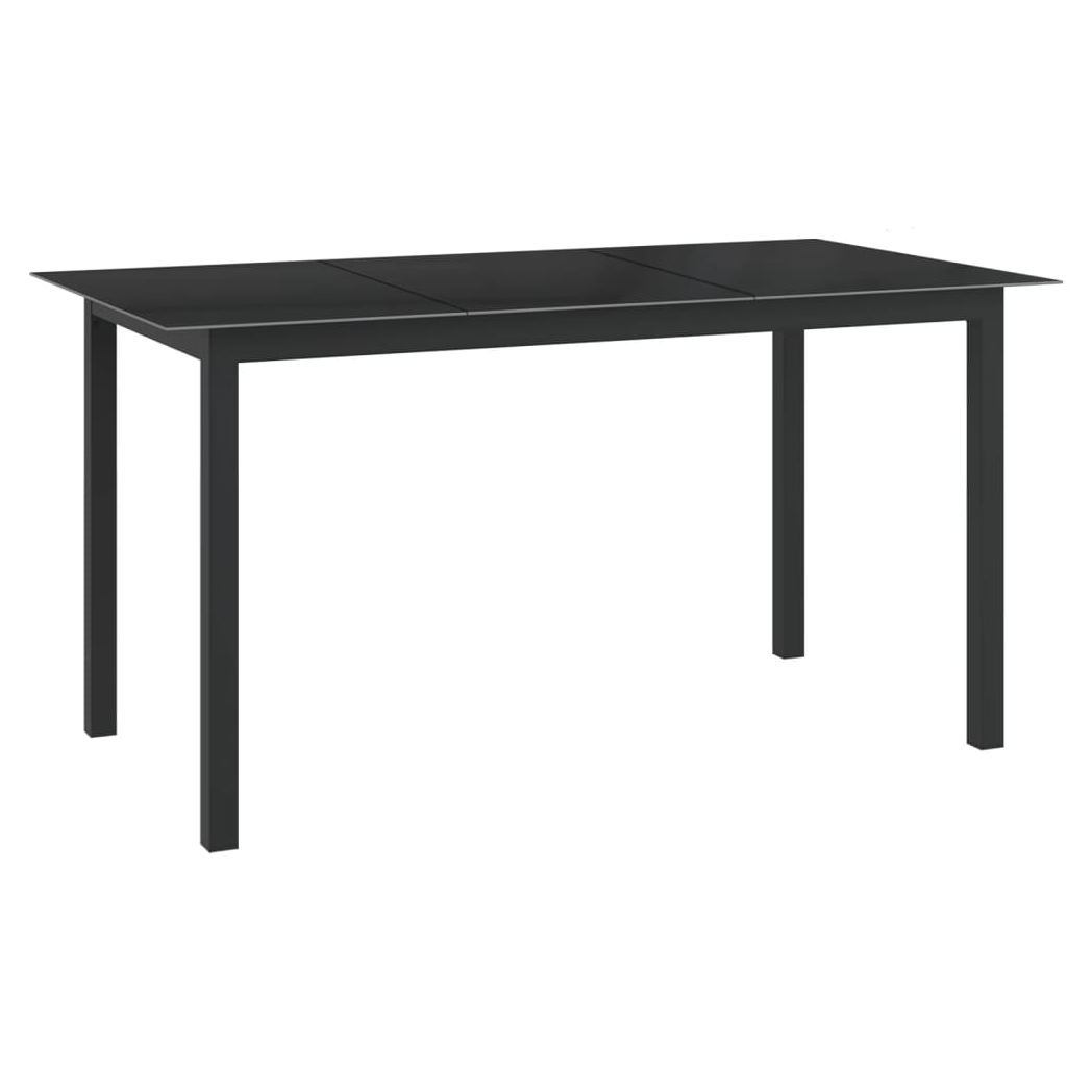 Garden Table Black 150x90x74 cm Aluminium and Glass