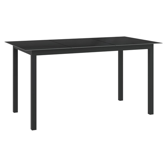 Garden Table Black 150x90x74 cm Aluminium and Glass