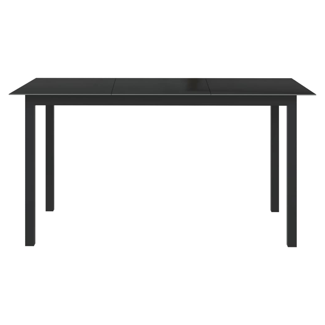 Garden Table Black 150x90x74 cm Aluminium and Glass
