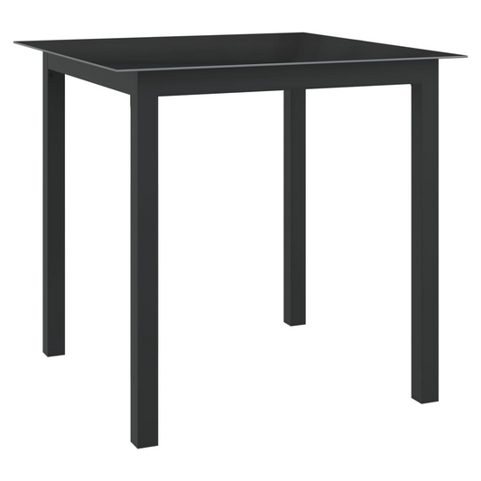 Garden Table Black 80x80x74 cm Aluminium and Glass