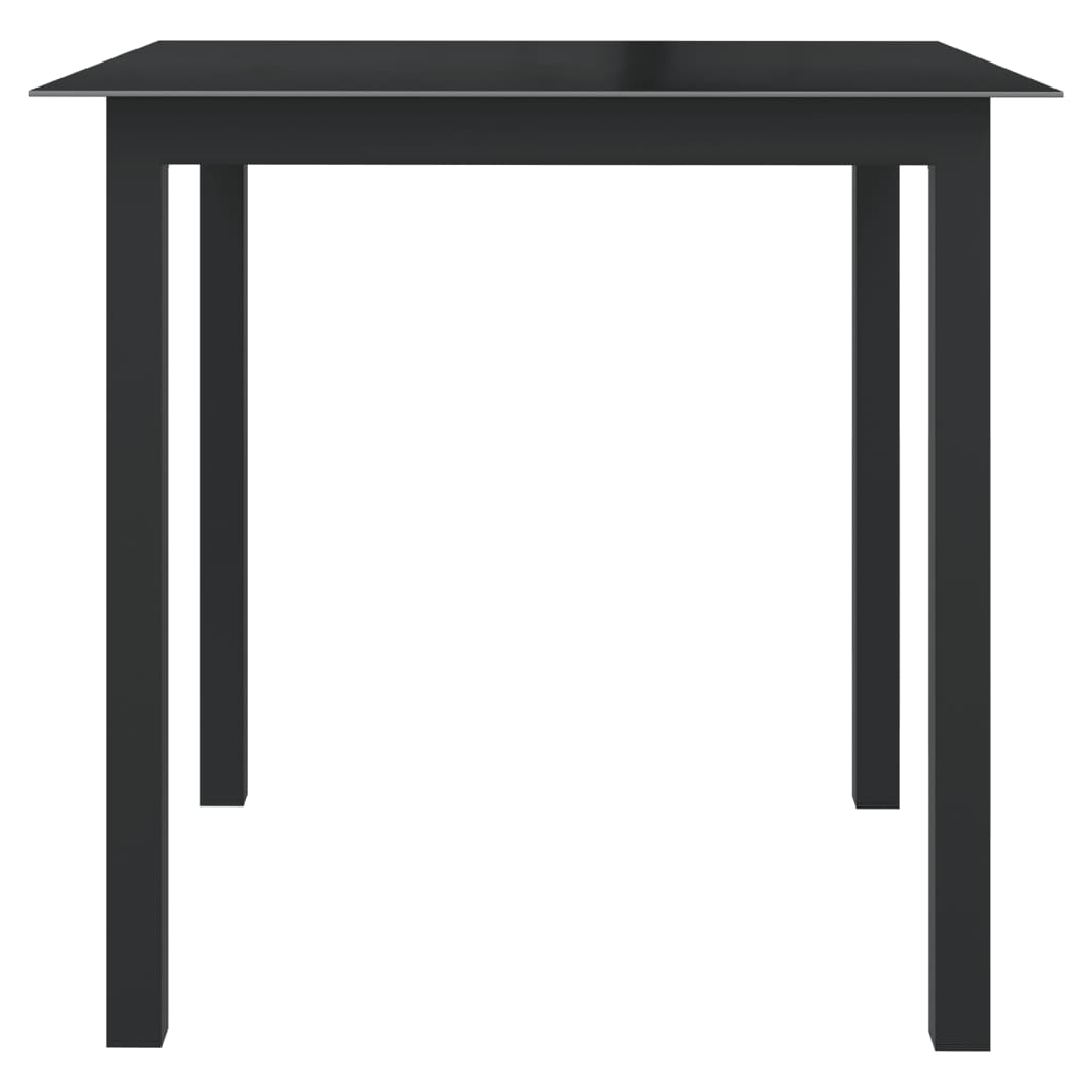 Garden Table Black 80x80x74 cm Aluminium and Glass