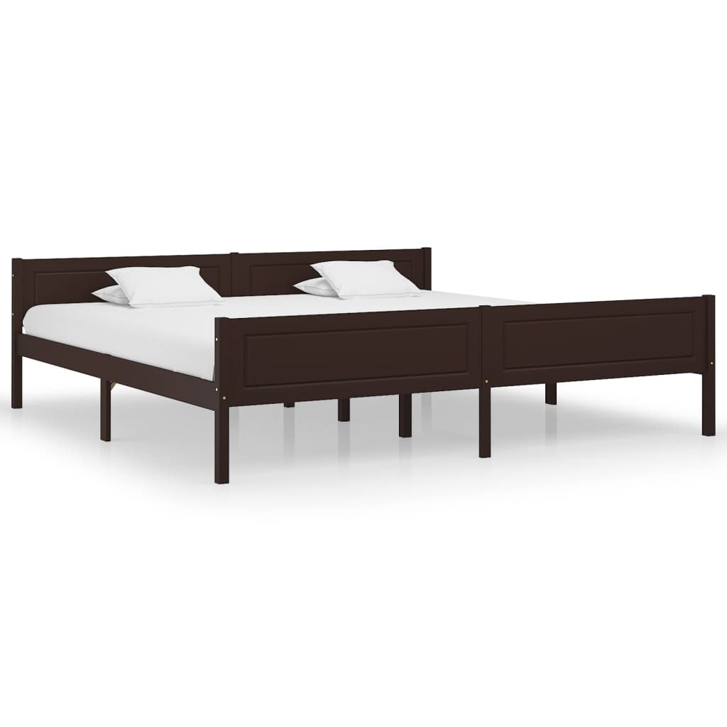 Bed Frame Solid Pinewood Dark Brown 200x200 cm